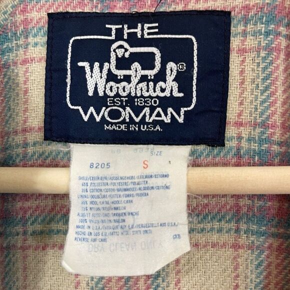 Vintage Woolrich Small Jacket Wool Plaid Lined Blue Snap USA Made Womens - Picture 3 of 16